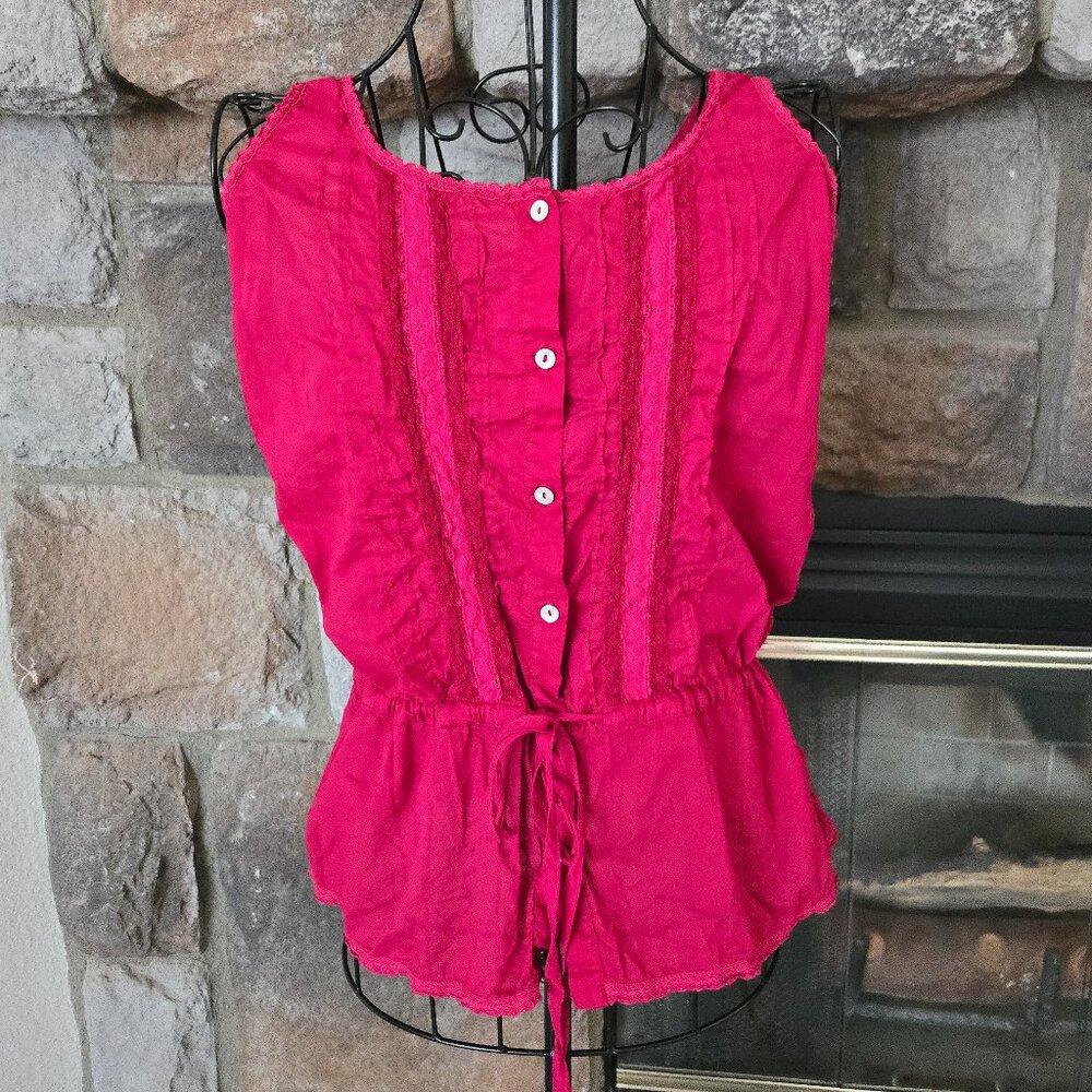 Boho Style Button Up Peasant Blouse